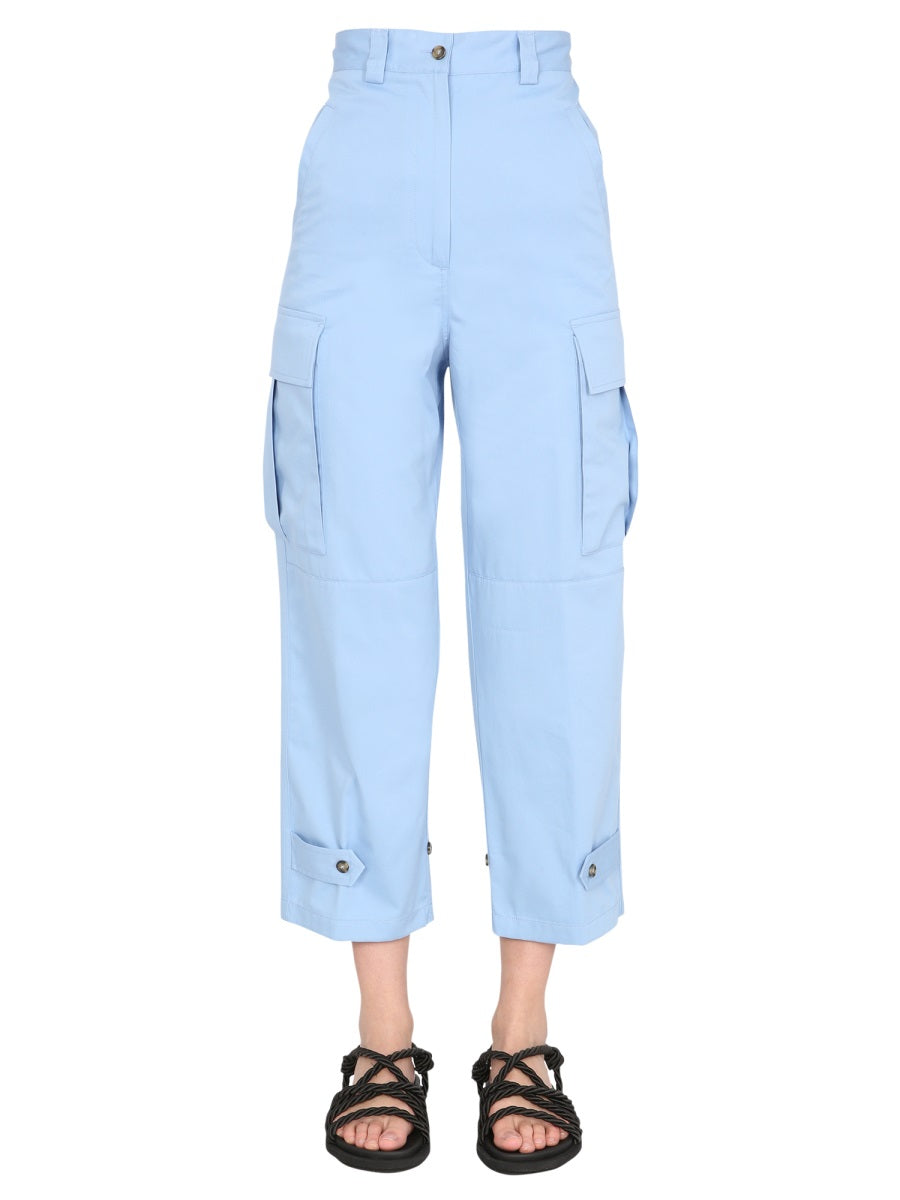 MSGM Women's Cargo Pants with Concealed Zip and Button Closure