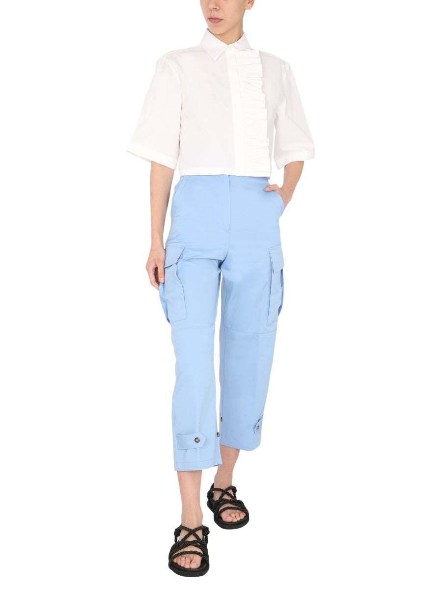 MSGM Women's Cargo Pants with Concealed Zip and Button Closure