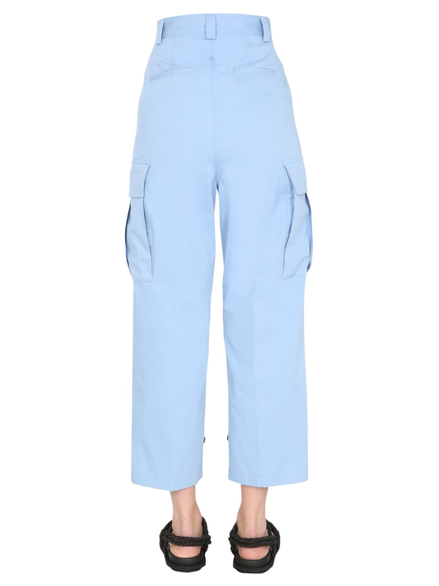 MSGM Women's Cargo Pants with Concealed Zip and Button Closure