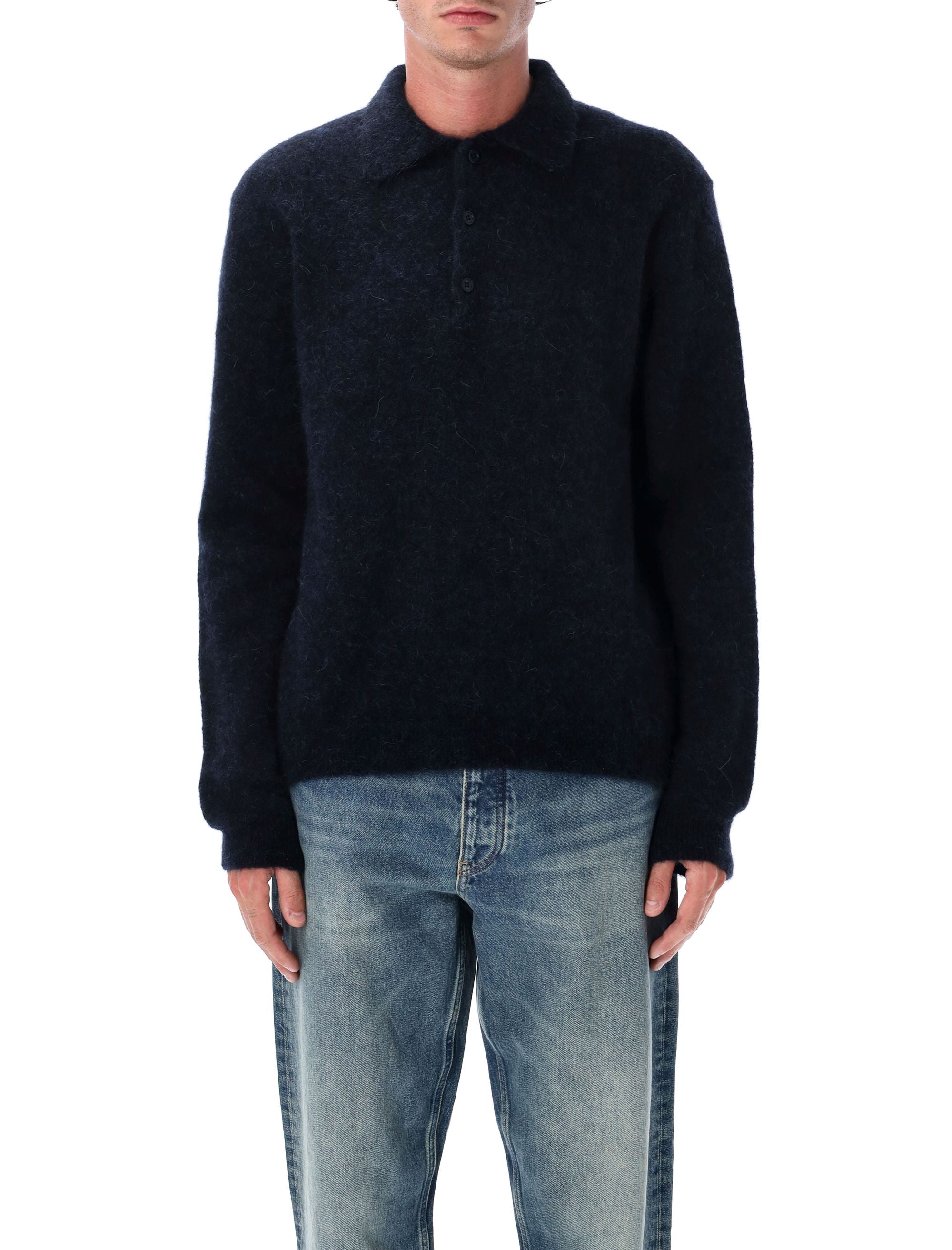 SUNFLOWER Classic Mohair Blend Polo Sweater - Size L