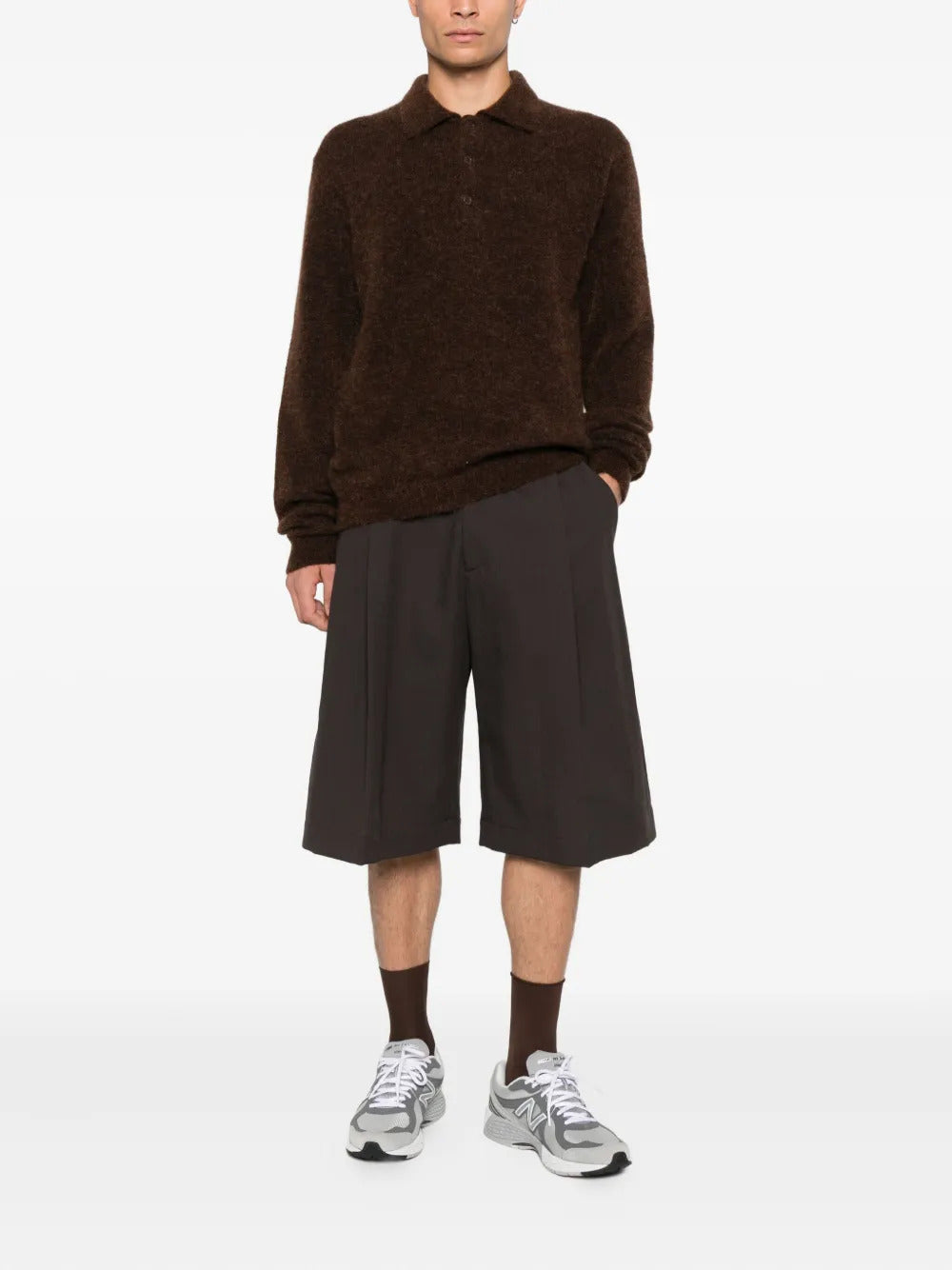 SUNFLOWER Mohair Knit Polo with Corozo Buttons