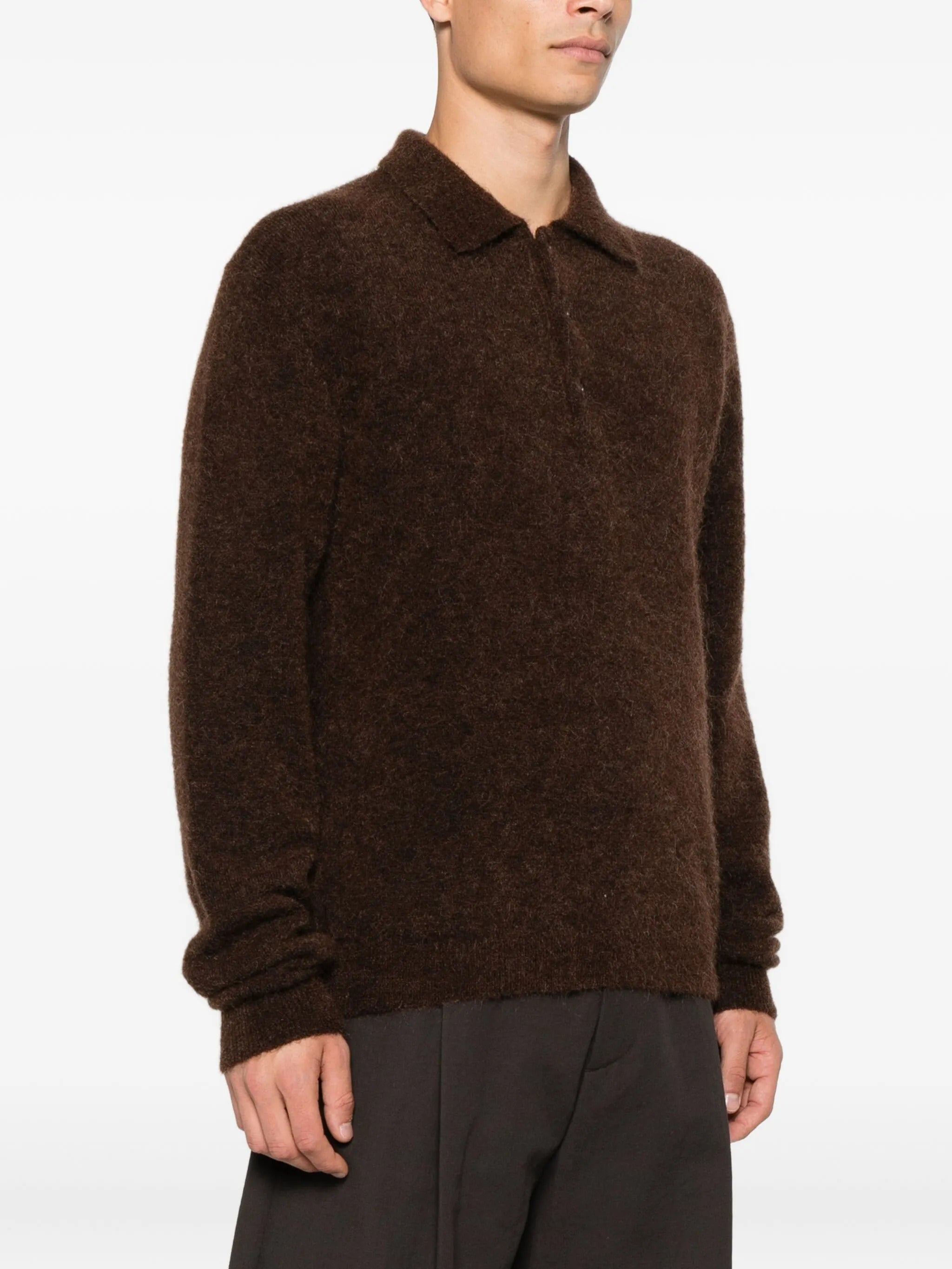 SUNFLOWER Mohair Knit Polo with Corozo Buttons