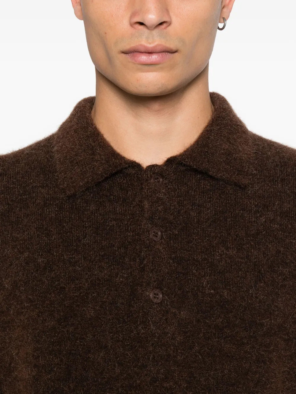 SUNFLOWER Mohair Knit Polo with Corozo Buttons