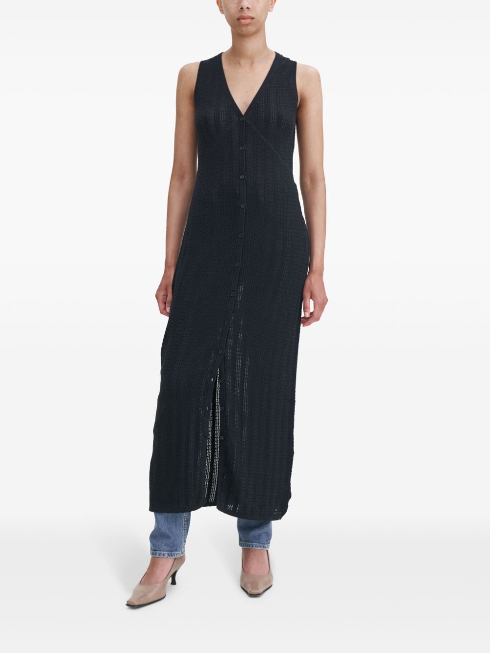 FILIPPA K Organic Cotton Midi Dress with Button Front