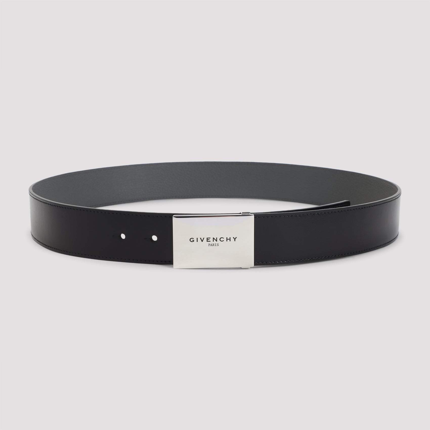 GIVENCHY Metal Plaque Leather Belt