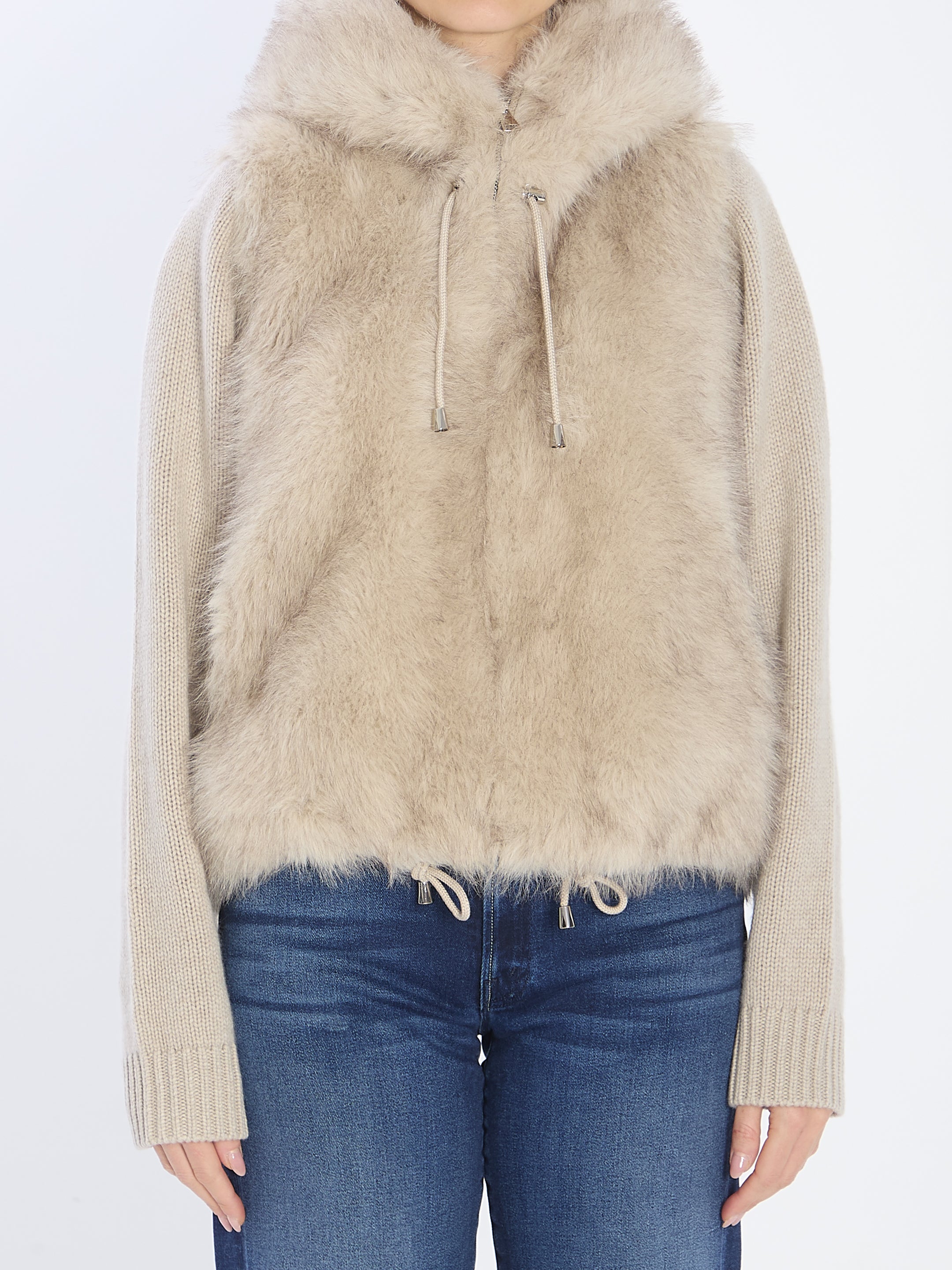 VALENTINI 1972 Oversized Eco-Fur Vest with Hood