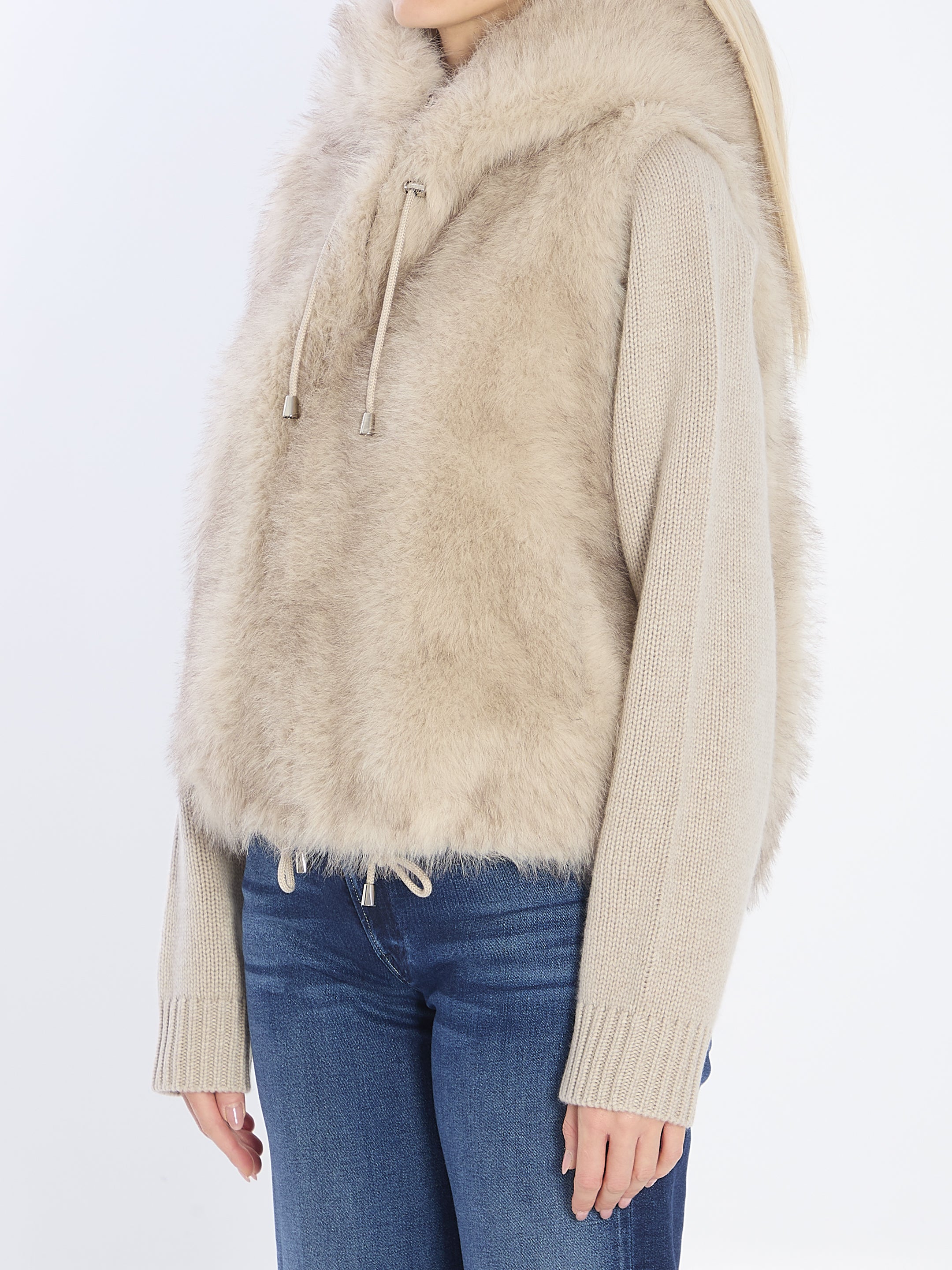 VALENTINI 1972 Oversized Eco-Fur Vest with Hood