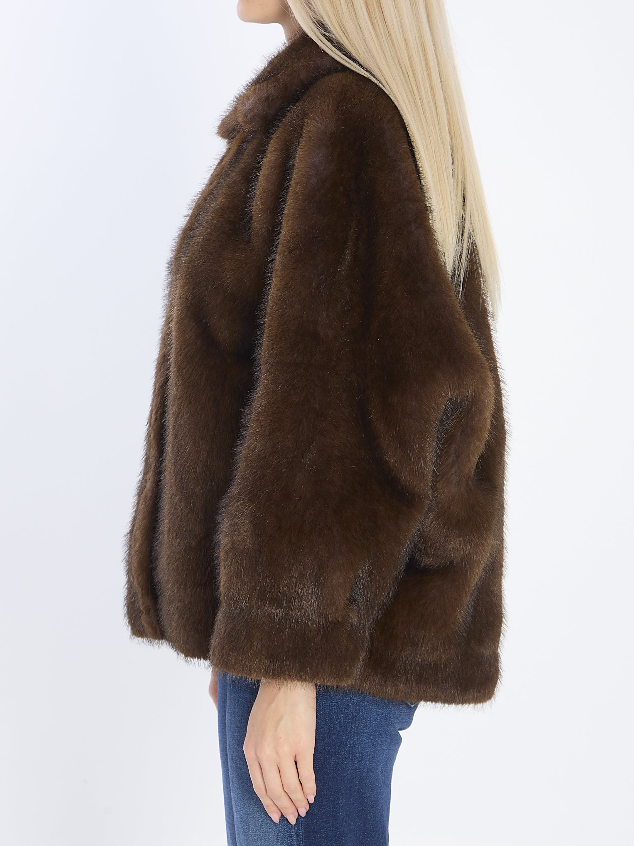 VALENTINI 1972 Eco-Fur Jacket with Shirt Collar - Regular Fit