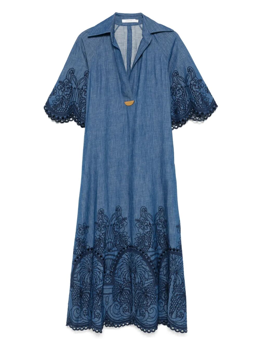 ZIMMERMANN Embroidered Denim Long Dress