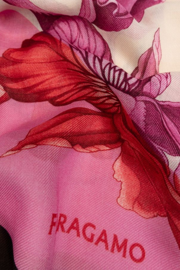 Ferragamo Hydrangea Pattern Cashmere Scarf