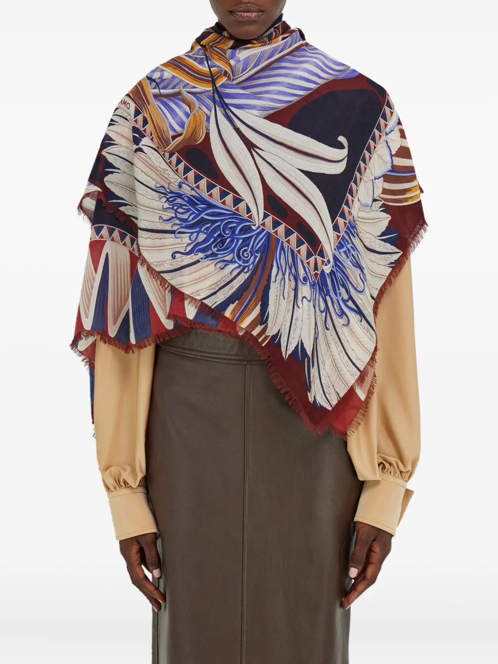 Ferragamo Giada Print Wool Scarf