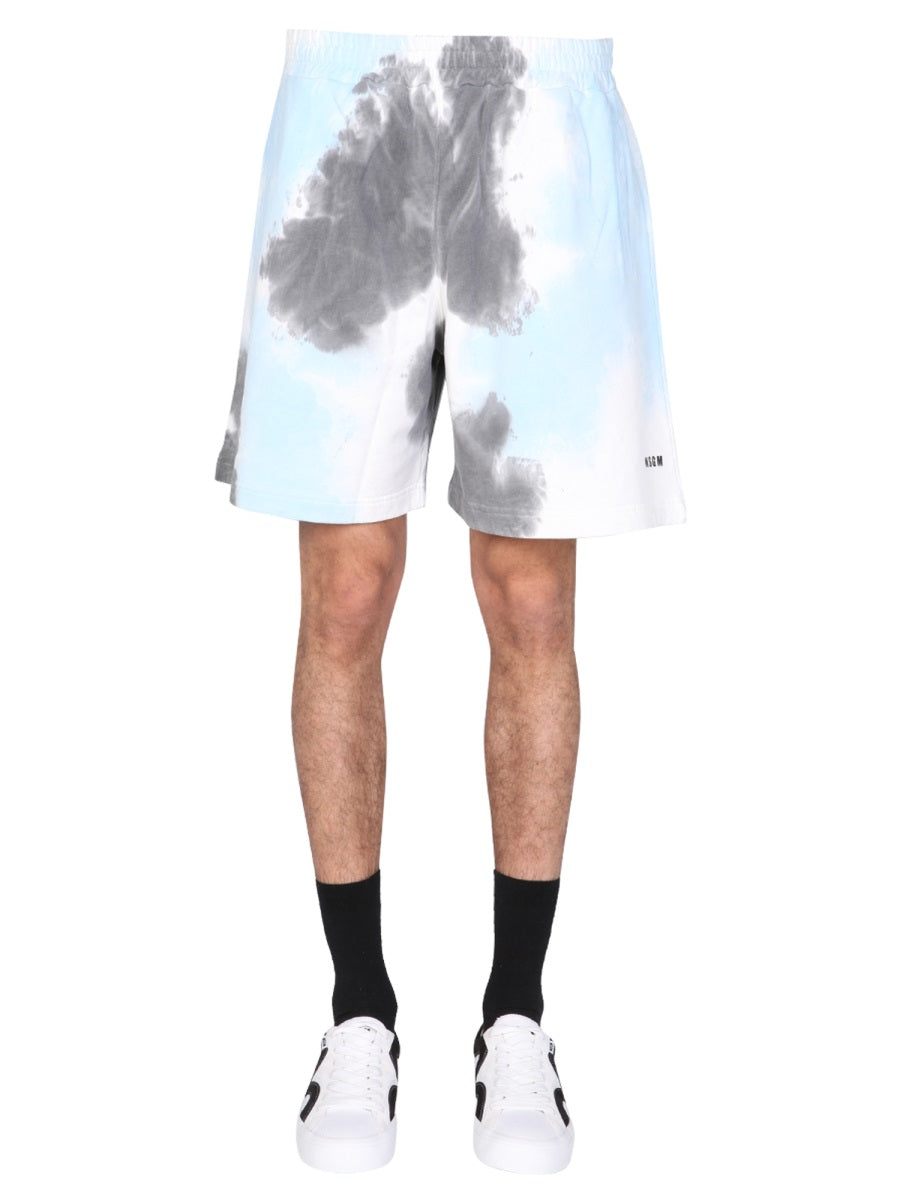 MSGM Men's Tie Dye Pattern Bermuda Shorts