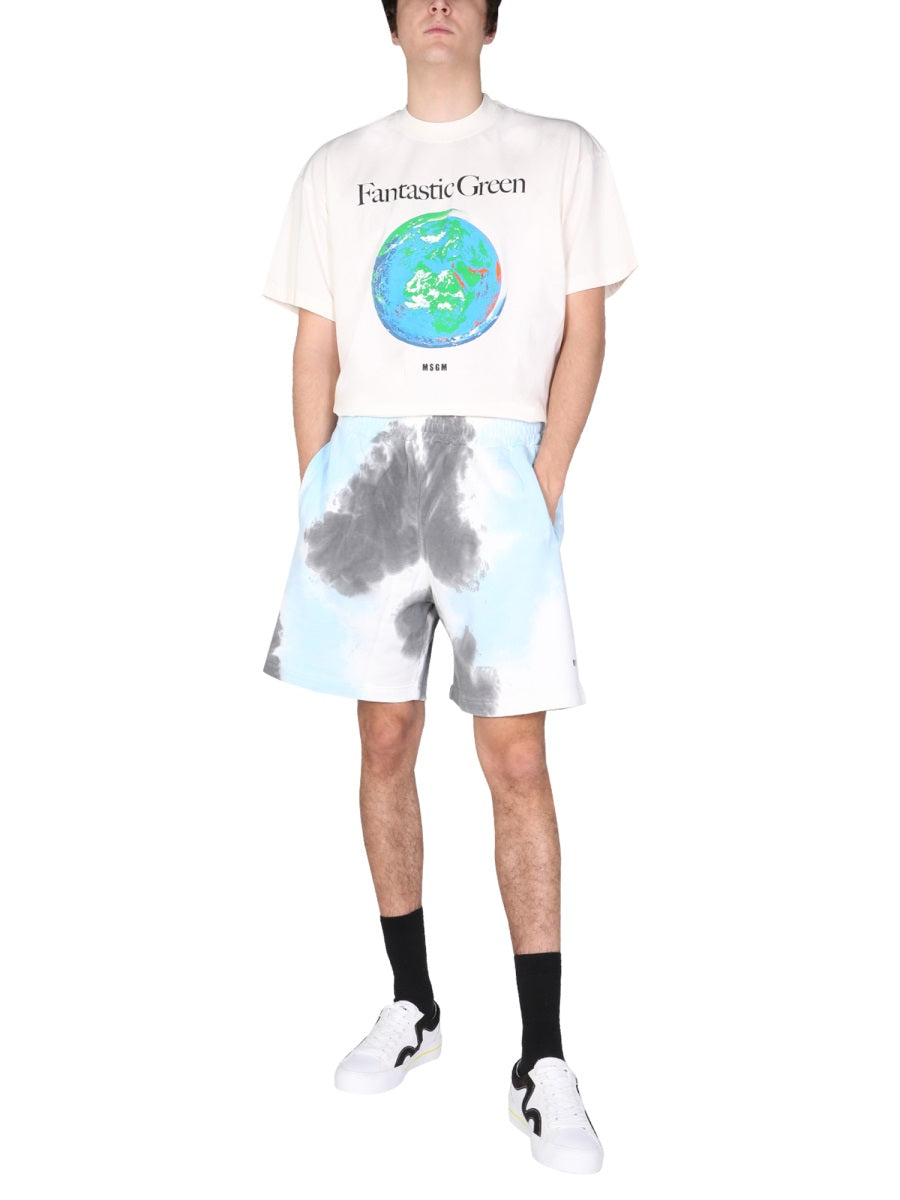 MSGM Men's Tie Dye Pattern Bermuda Shorts