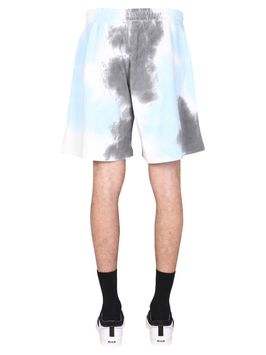 MSGM Men's Tie Dye Pattern Bermuda Shorts