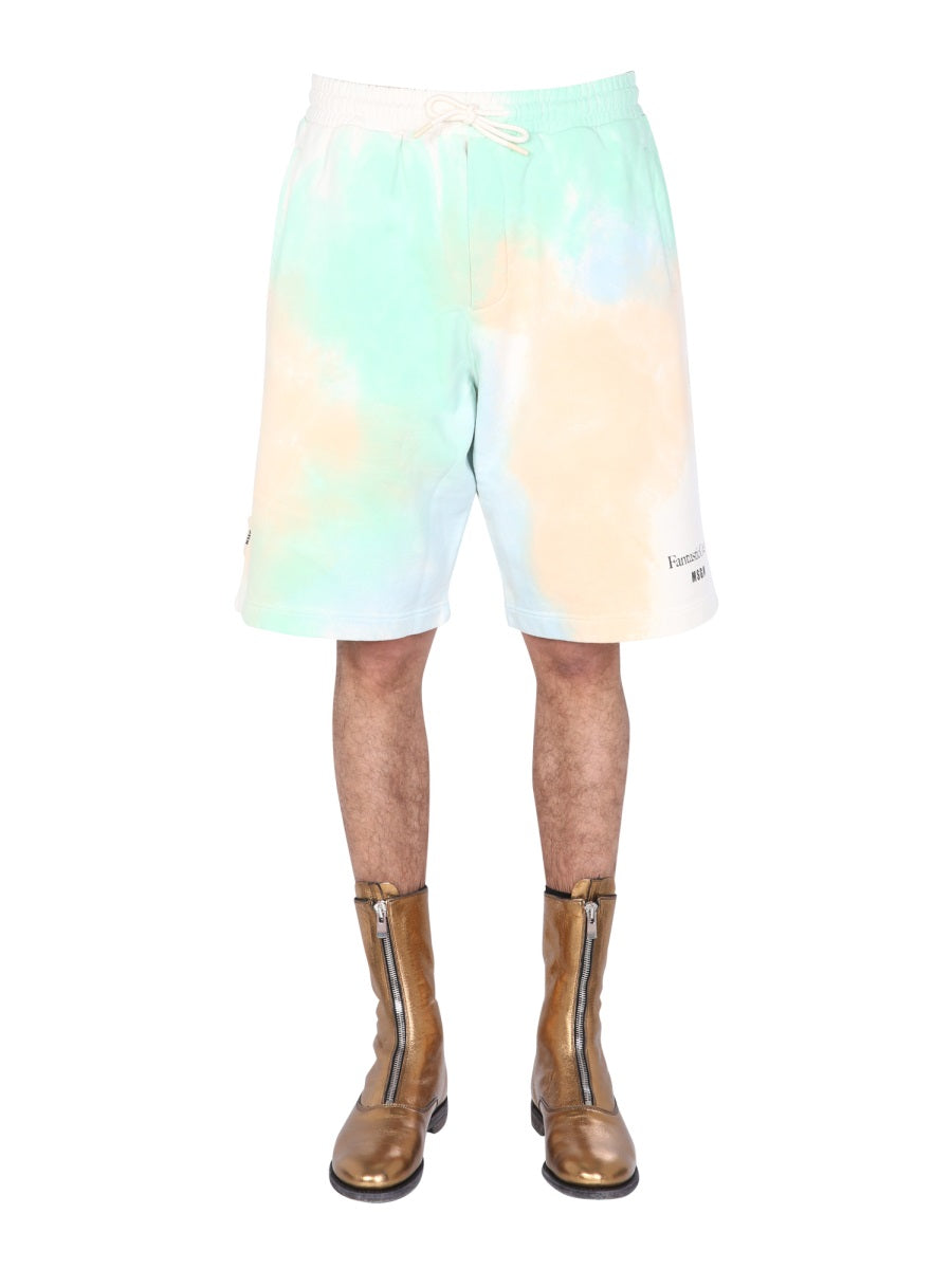 MSGM Men's Tie Dye Pattern Bermuda Shorts