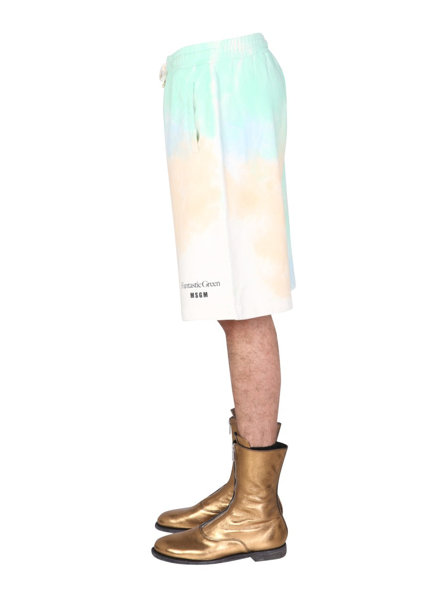 MSGM Men's Tie Dye Pattern Bermuda Shorts