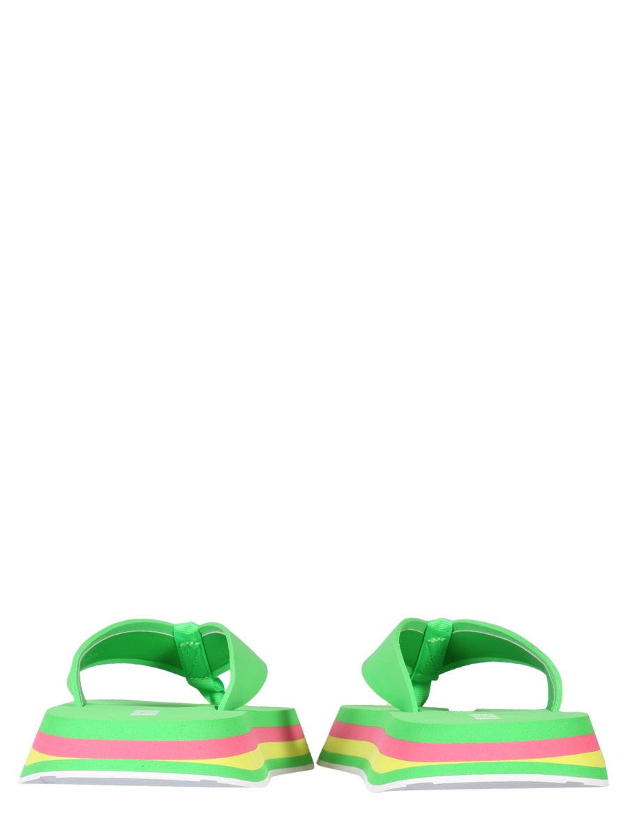 MSGM Striped Mini Thong Sandals with 3.5 cm Sole
