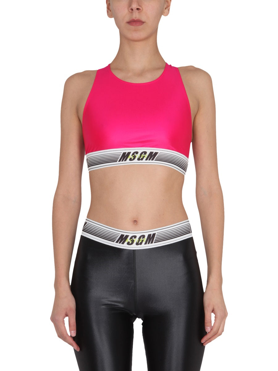 MSGM Activewear Round Neck Logo Band Top for Women