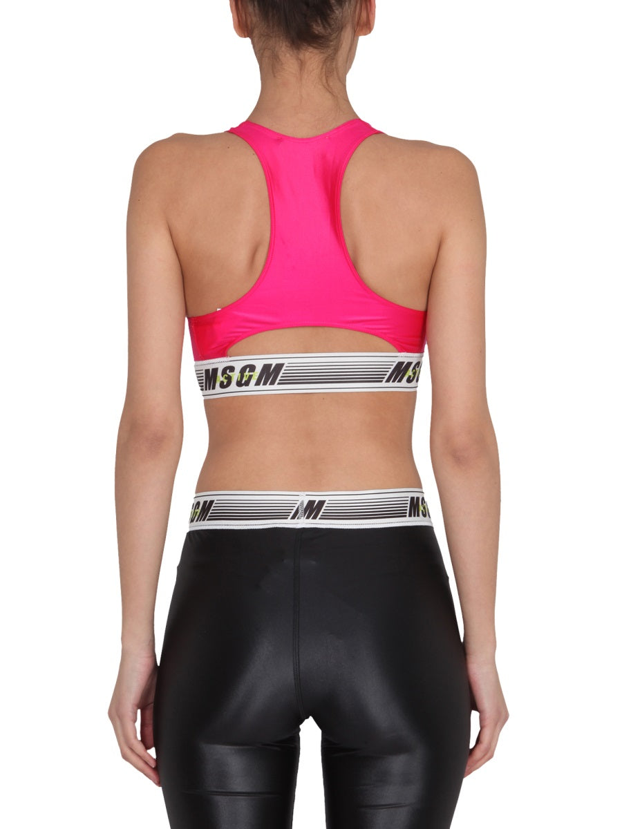 MSGM Activewear Round Neck Logo Band Top for Women