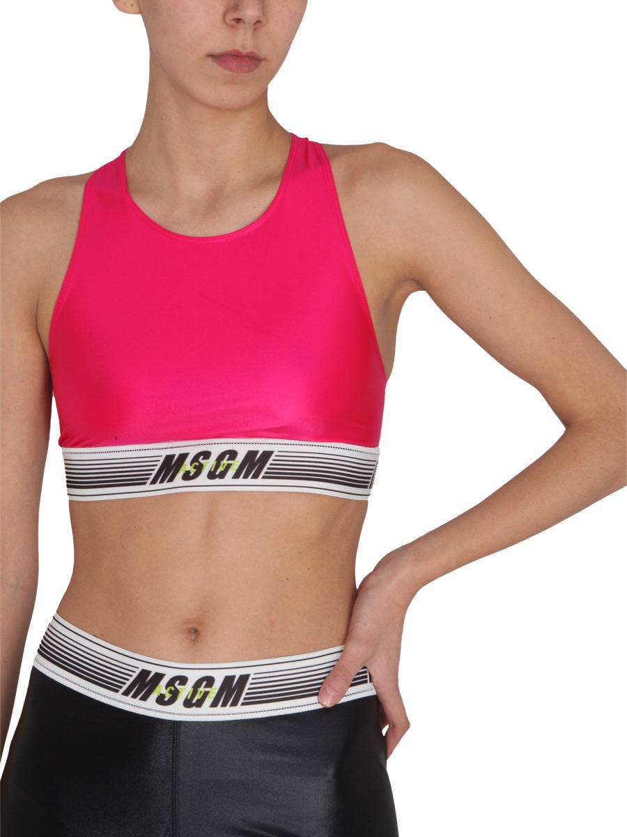 MSGM Activewear Round Neck Logo Band Top for Women