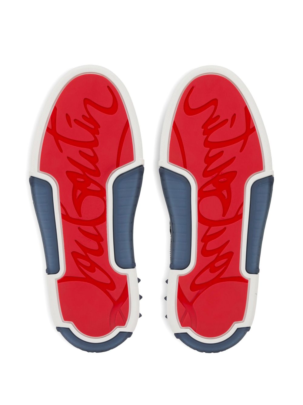CHRISTIAN LOUBOUTIN Men's Stylish Fabric Sneakers with Two-Tone Sole and Spike Embellishments