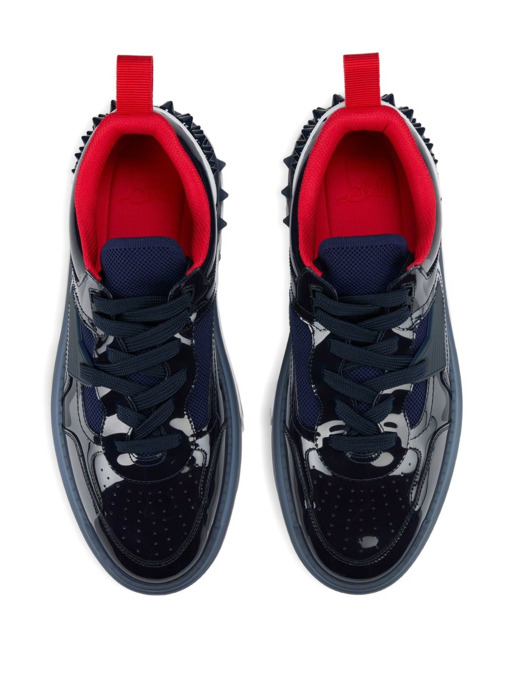 CHRISTIAN LOUBOUTIN Men's Stylish Fabric Sneakers with Two-Tone Sole and Spike Embellishments