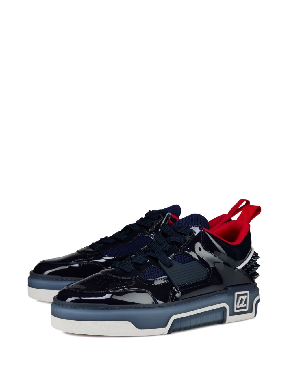 CHRISTIAN LOUBOUTIN Men's Stylish Fabric Sneakers with Two-Tone Sole and Spike Embellishments
