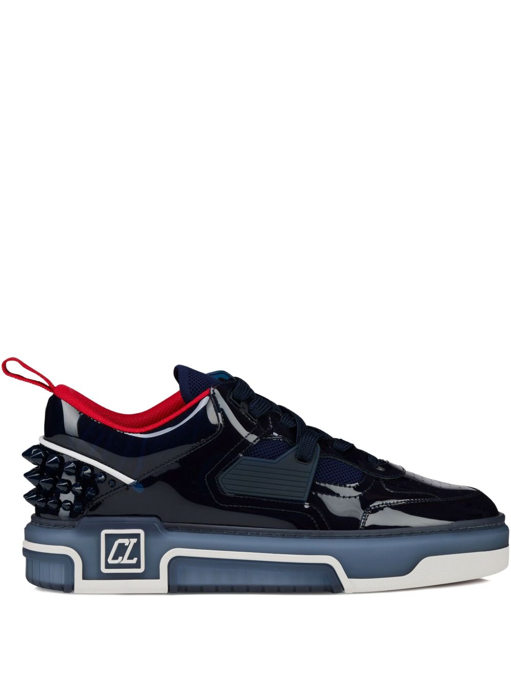 CHRISTIAN LOUBOUTIN Men's Stylish Fabric Sneakers with Two-Tone Sole and Spike Embellishments