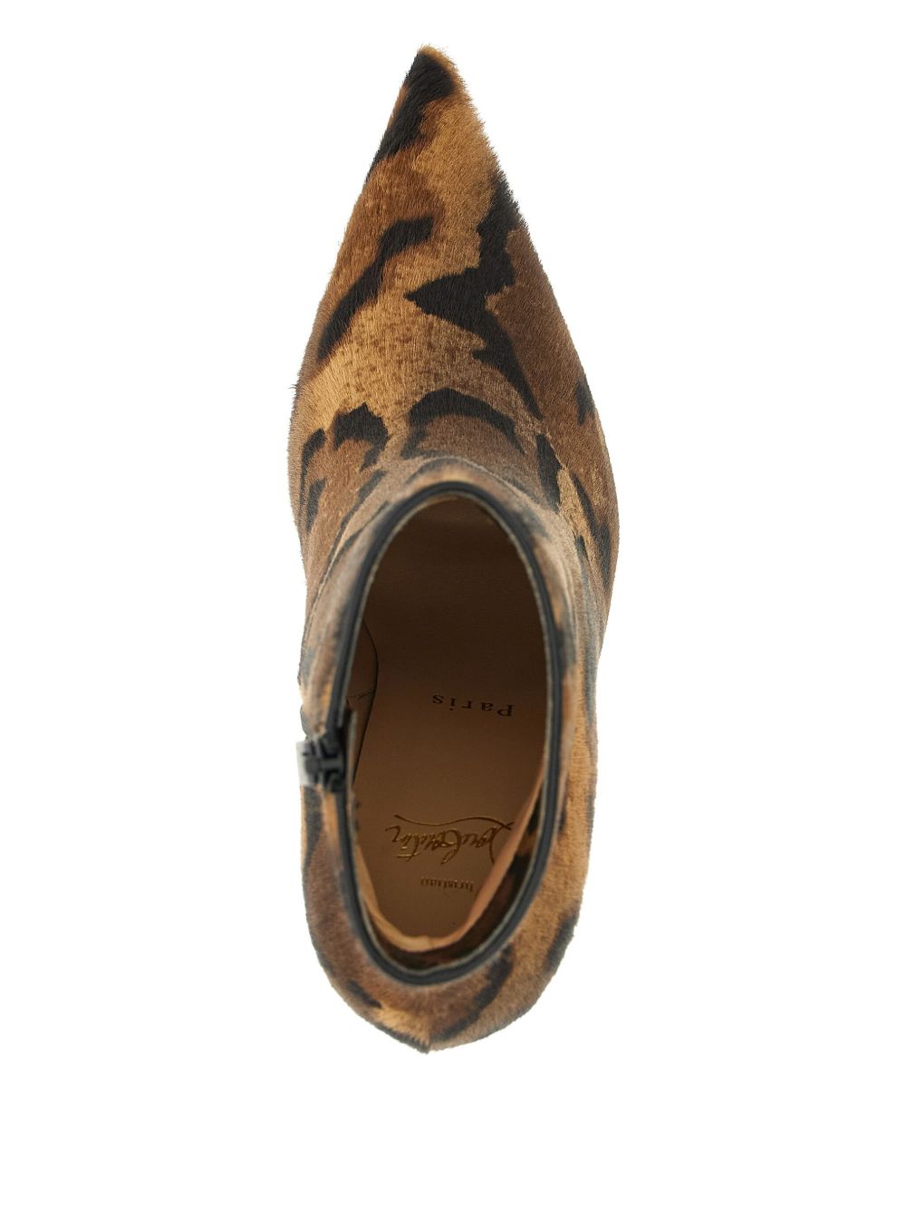 CHRISTIAN LOUBOUTIN Miss Z Leather Boots - Pointed Toe Side Zip Stiletto Heel