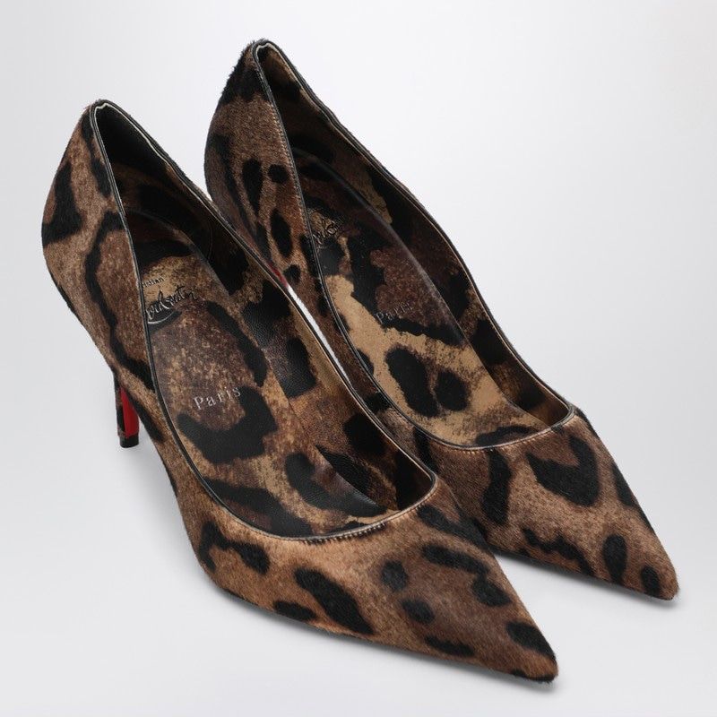 CHRISTIAN LOUBOUTIN Elegant Pony Skin Pumps with Leopard Print