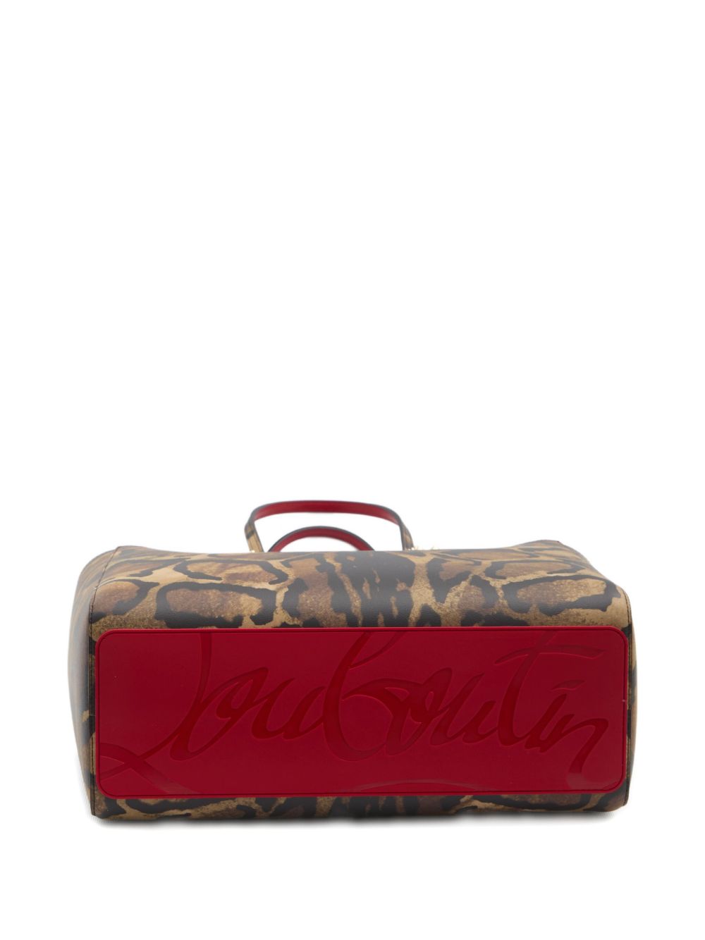 CHRISTIAN LOUBOUTIN Animal Print Leather Handbag with Double Handle and Studded Detail