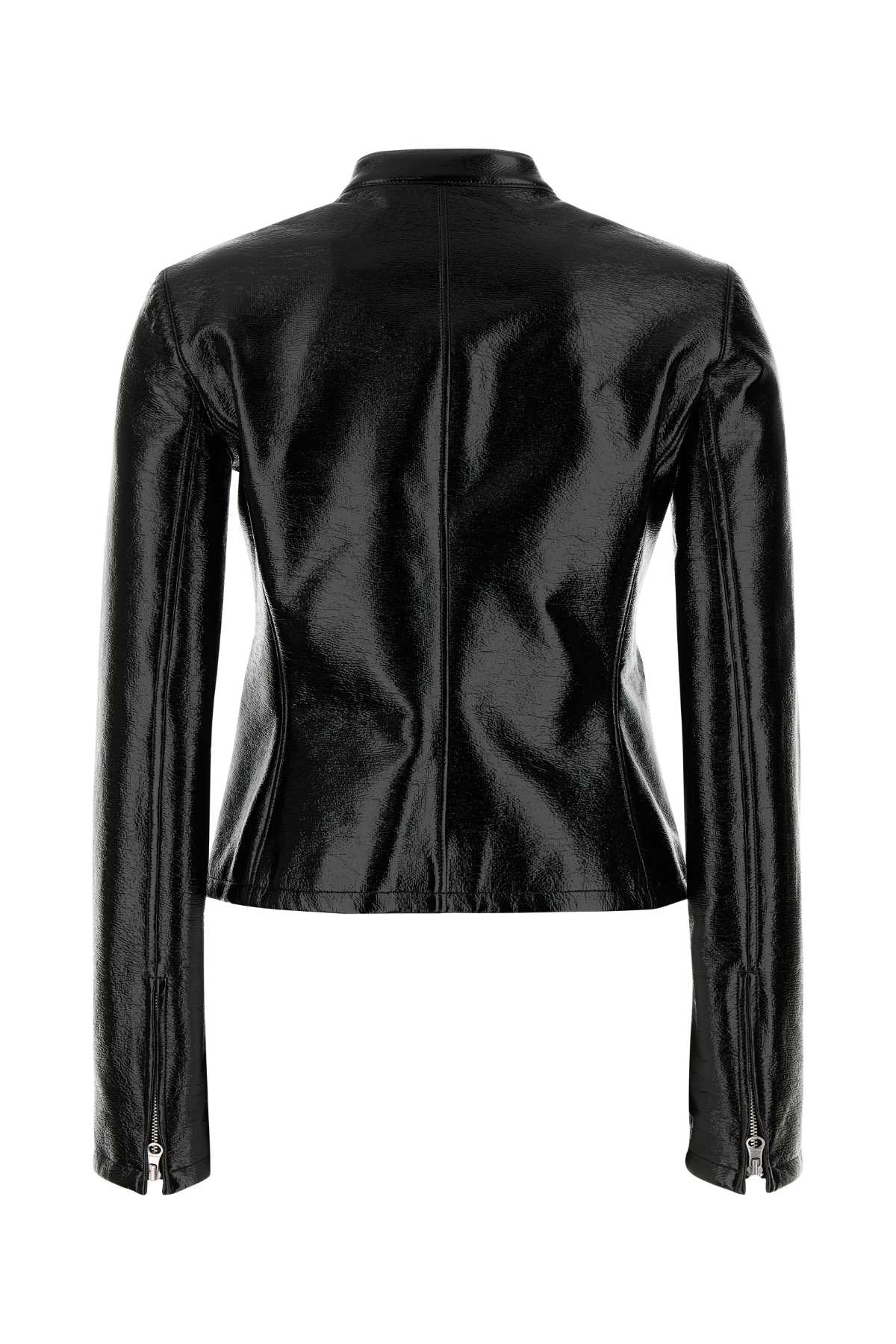 COURREGÈS Women's Mini Stretch Vinyl Biker Jacket