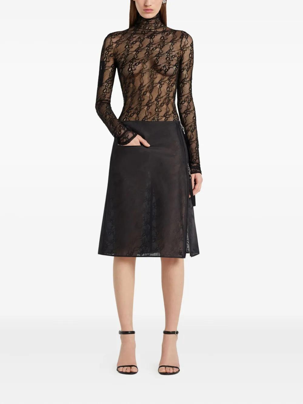 COURREGÈS Stretch Lace Mockneck Top for Women