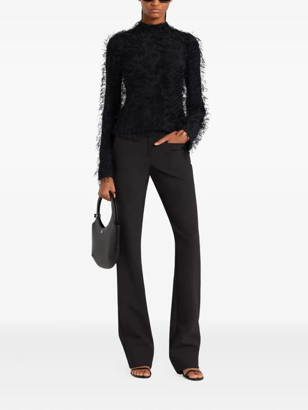 COURREGÈS Feather-Trimmed Long-Sleeve Top