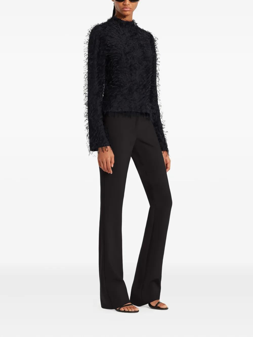 COURREGÈS Feather-Trimmed Long-Sleeve Top
