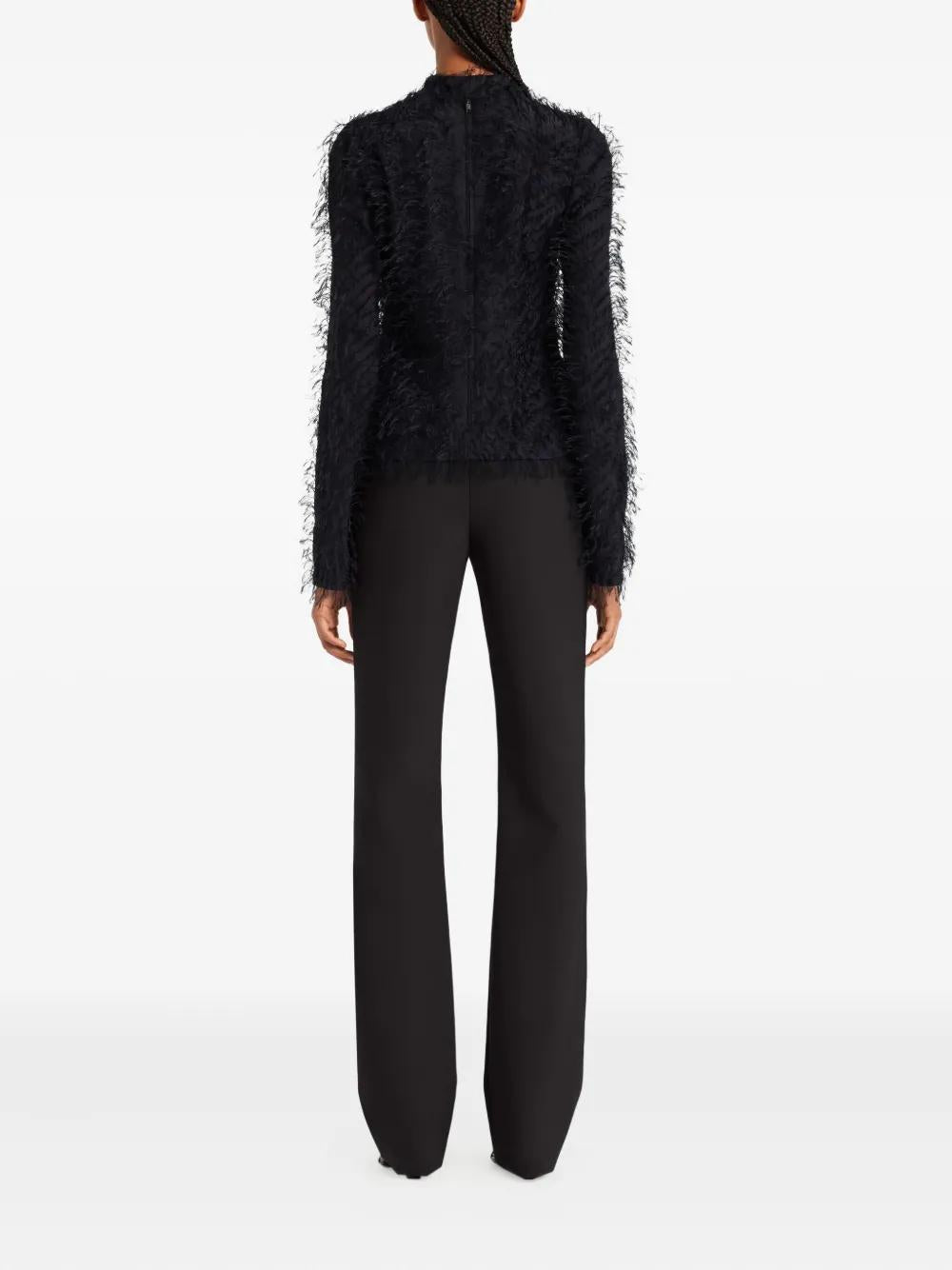 COURREGÈS Feather-Trimmed Long-Sleeve Top