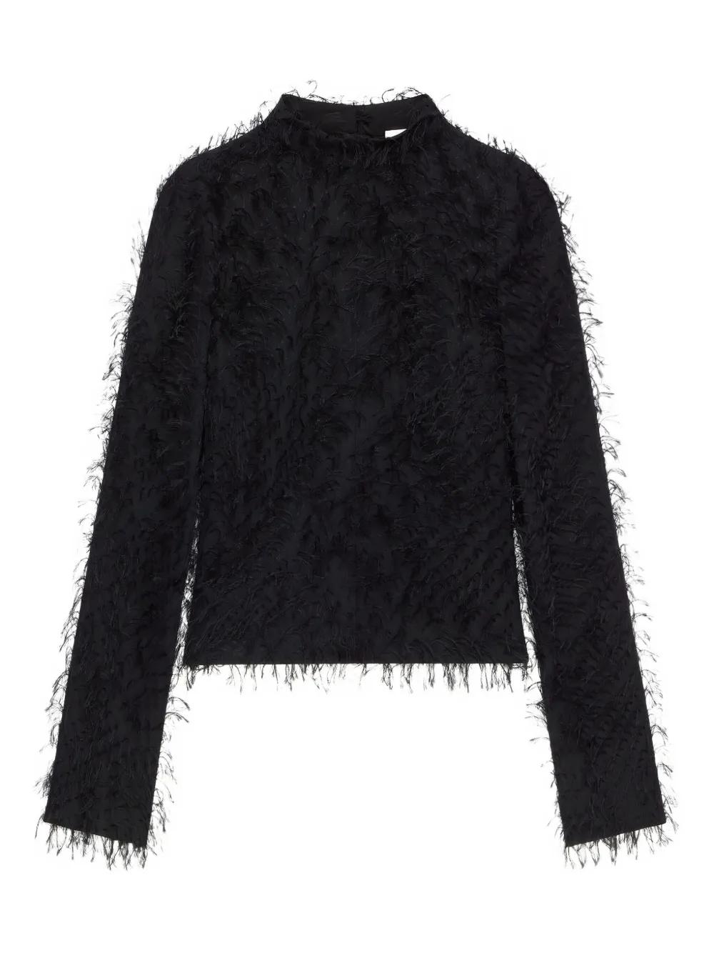 COURREGÈS Feather-Trimmed Long-Sleeve Top