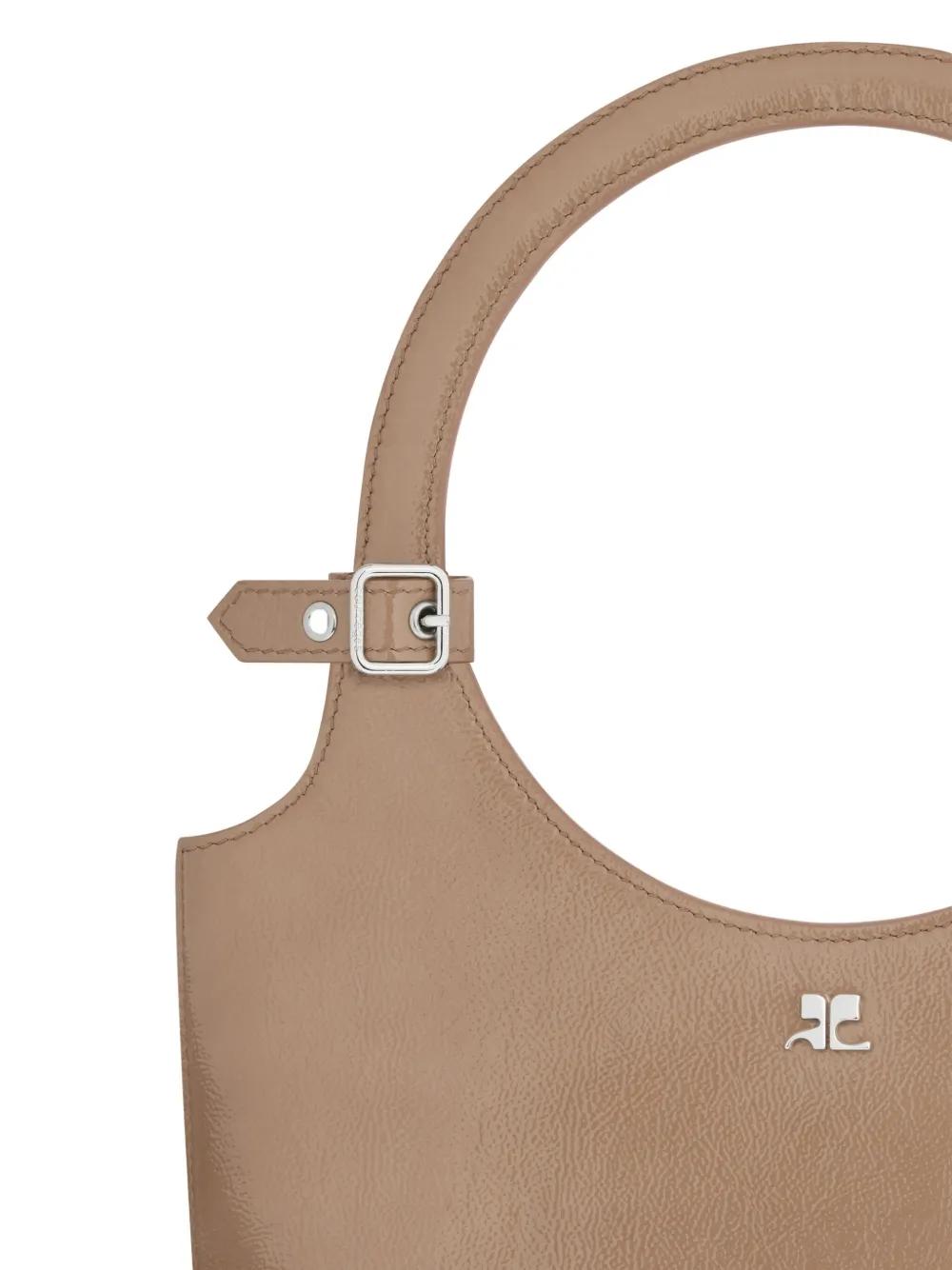 COURREGÈS Leather Shoulder Handbag with Rounded Handle