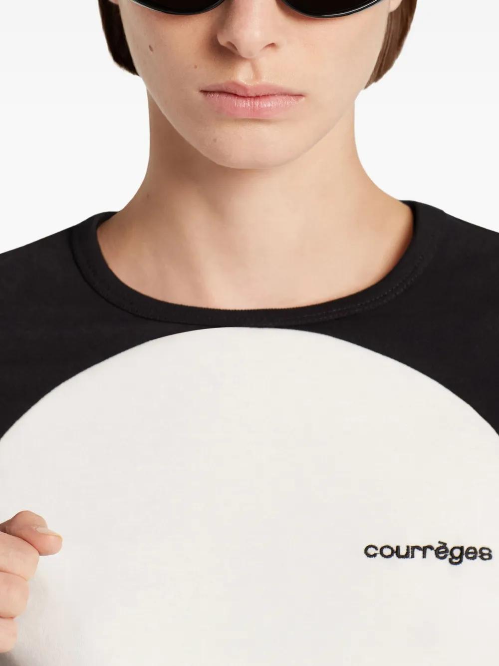 COURREGÈS Long-Sleeved Circle Contrast T-Shirt