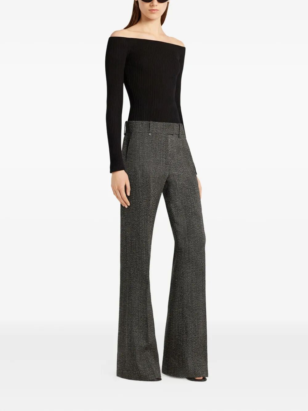 COURREGÈS Off Shoulder Rib Knit Top