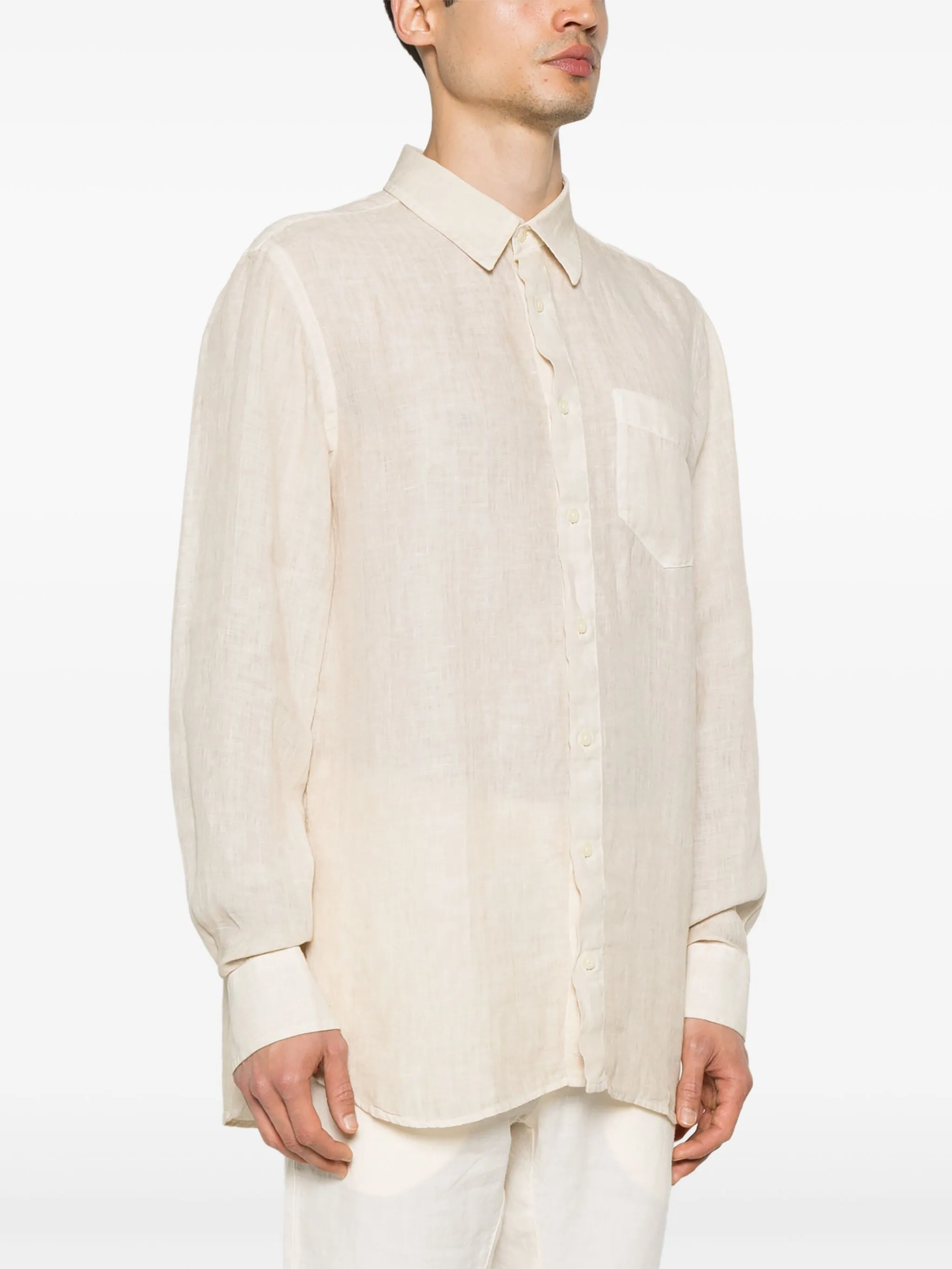 120% LINO Relaxed Fit Linen Shirt with Chest Pocket