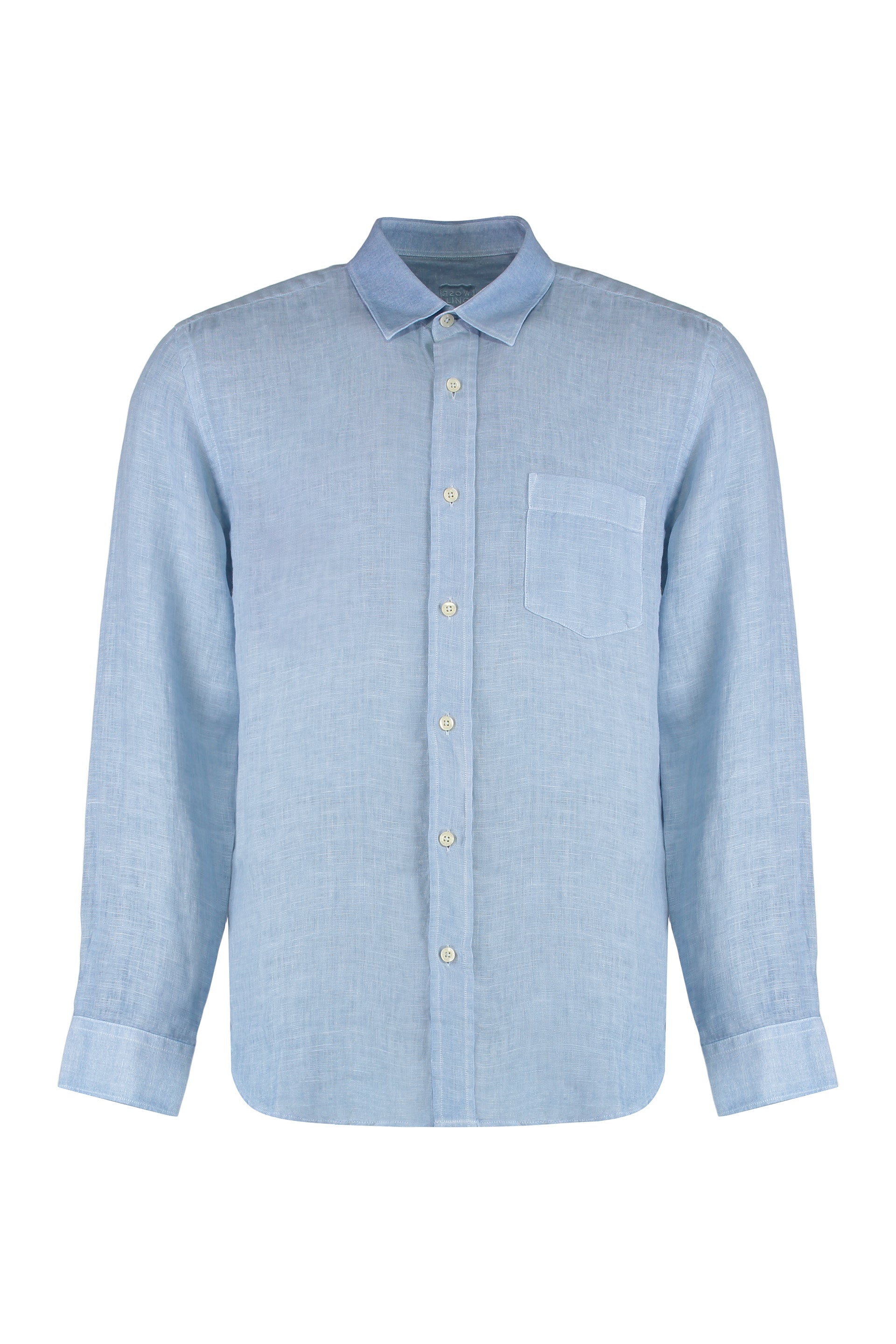120% LINO Men's 100% Linen Rounded Hem Shirt