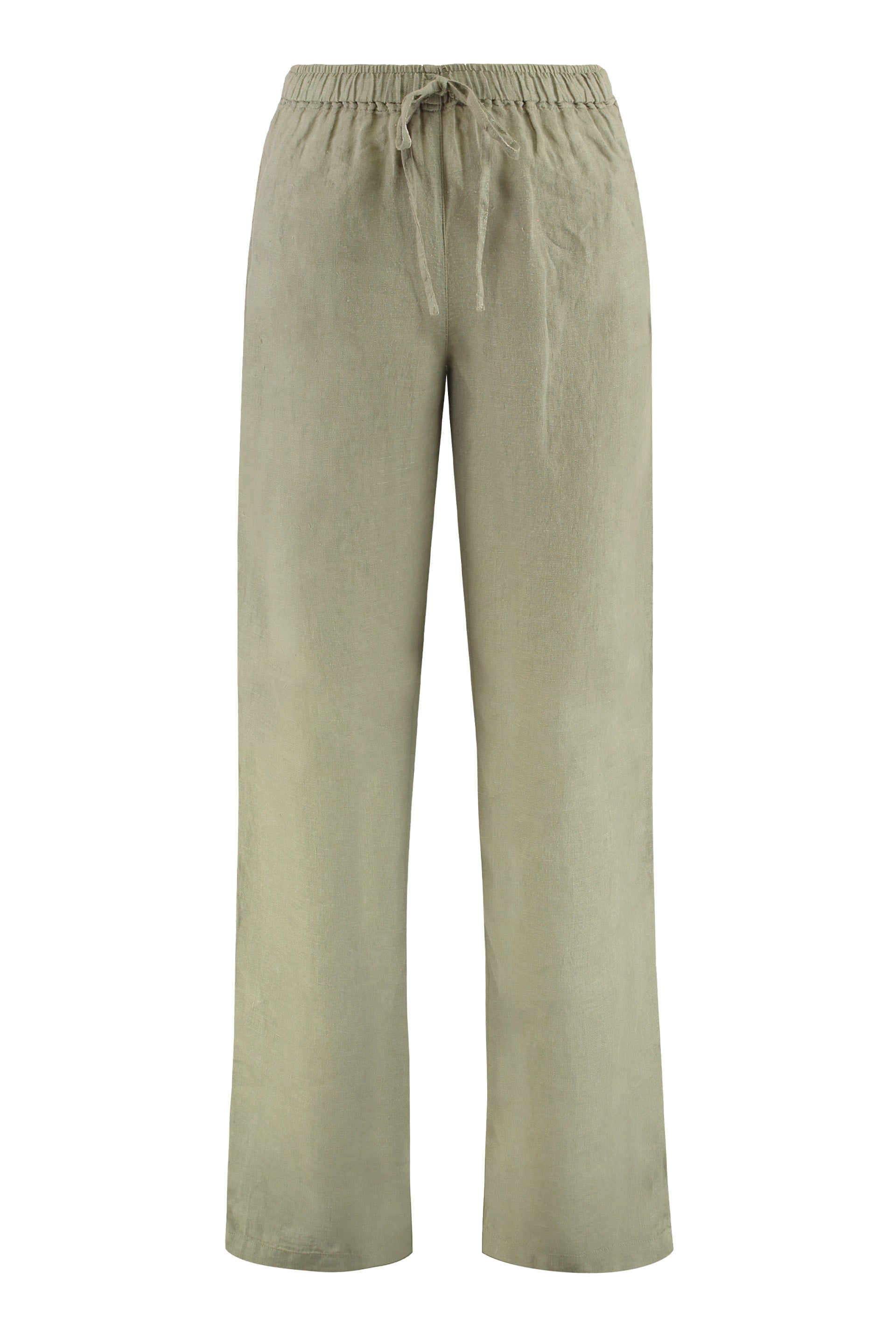 120% LINO Linen Trousers with Elastic Drawstring Waist