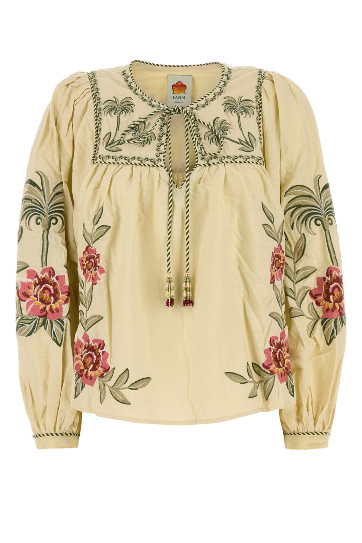 FARM RIO Linen Blend Long Sleeve Blouse