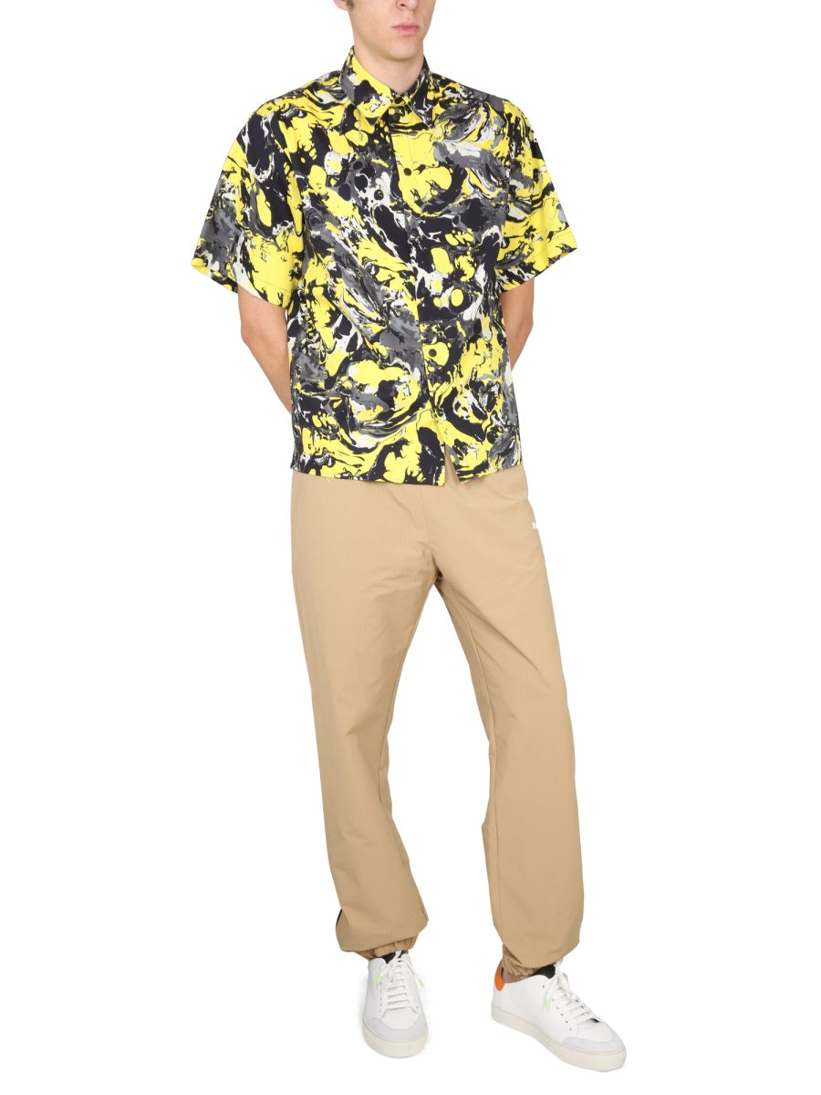 MSGM Men's Logo Emblem Pants with Elastic Waistband