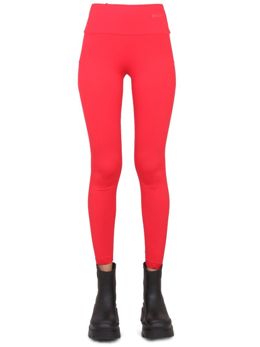 MSGM High-Waisted Logo Leggings