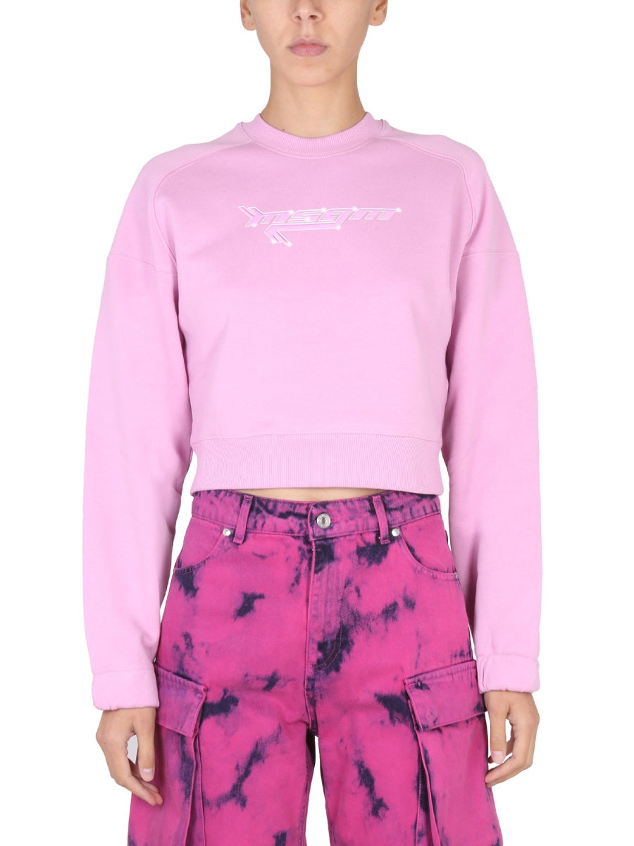 MSGM Logo Crossneck Sweatshirt for Women