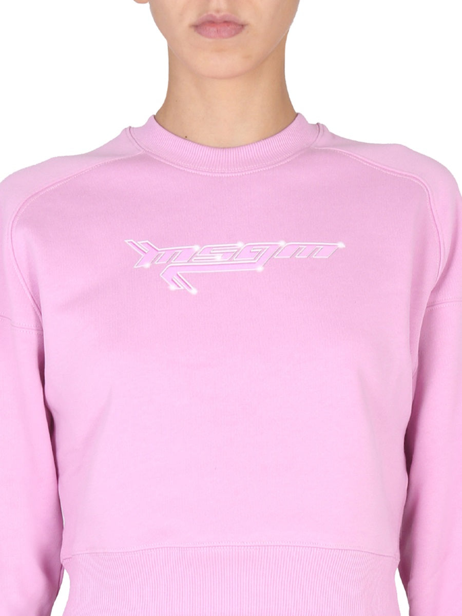 MSGM Logo Crossneck Sweatshirt for Women