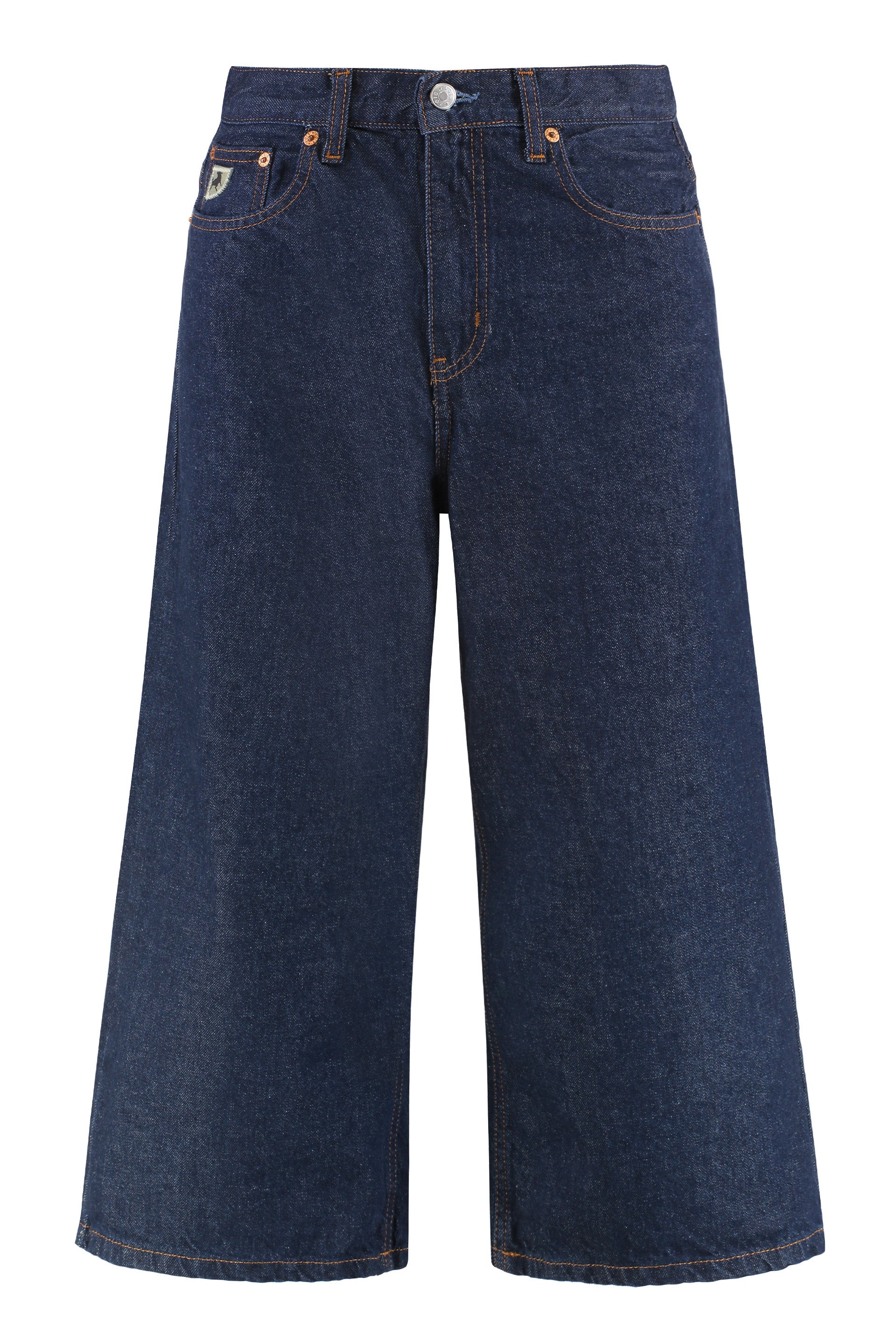 LOIS JEANS Cropped Denim Jeans with Engraved Metal Details