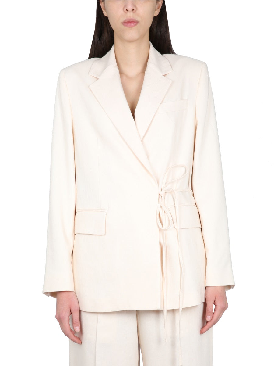 MSGM Notched Lapel Drawstring Blazer for Women